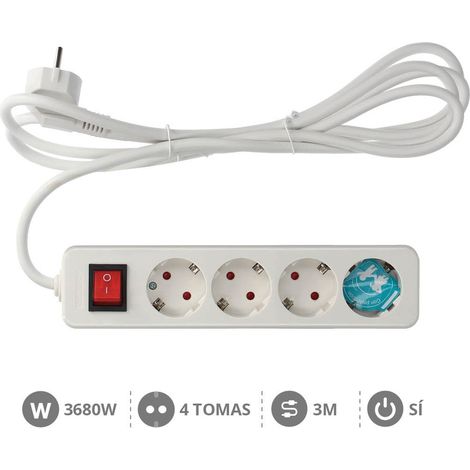 Base múltiple 4 enchufes con interruptor 3m cable GSC 0800875 (1/2)
