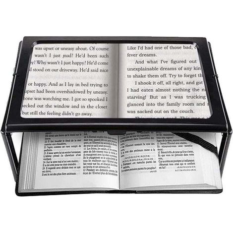 Loupe Lecture Loupe de Lecture avec 4 Lumineuse LED, 3X Grossissement A4 Rectangulaire Loupe Eclairante avec Support Lampe Loupe pour Livres,Malvoyant,Personnes âgées, Couture, Bijoux C