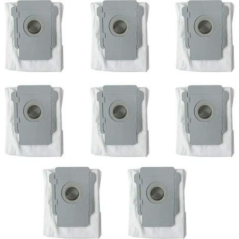 Lot de 8 Sacs jetables Sacs À Poussière de Rechange pour Aspirateur iRobot Roomba i7 i7+ / i7 Plus E5 E6 E7 S9 S9 Robot Base Autonettoyante, Kit d'accessoires de Sacs d'élimination de la Saleté