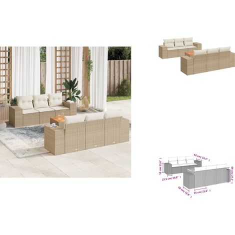 Salon de jardin avec coussins 7 pcs beige résine tressée - Ensemble Salon De Jardin - Meuble Extérieur - Résine Tressée - Rotin Synthétique - Fauteuil Jardin (1/3)