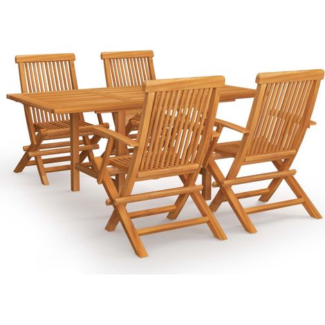 Salon de jardin 5 pcs Bois de teck massif 14 (1/5)