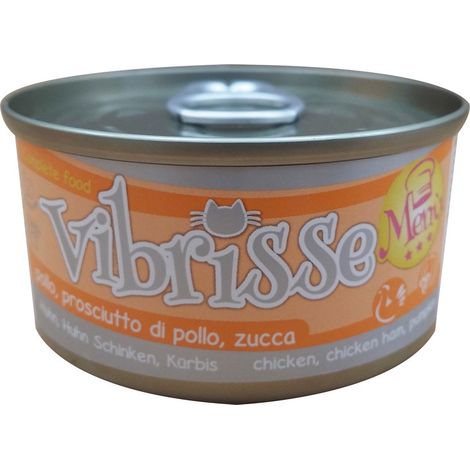 24 boîtes de 70 g chacune: Vibrisse Menu Chat Poulet avec Jambon et Citrouille 24 boîtes de 70g chacune