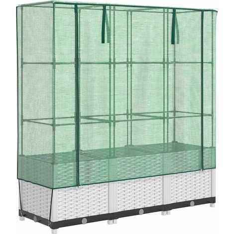Maison Exclusive - Hochbeet mit Gewächshaus-Aufsatz Rattan-Optik