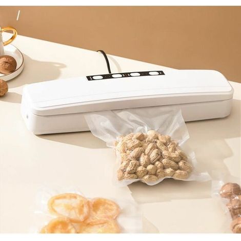 Machine d'emballage sous vide domestique Machine de scellage en plastique humide et sèche automatique d'aliments avec 10 sacs blanc (1/4)