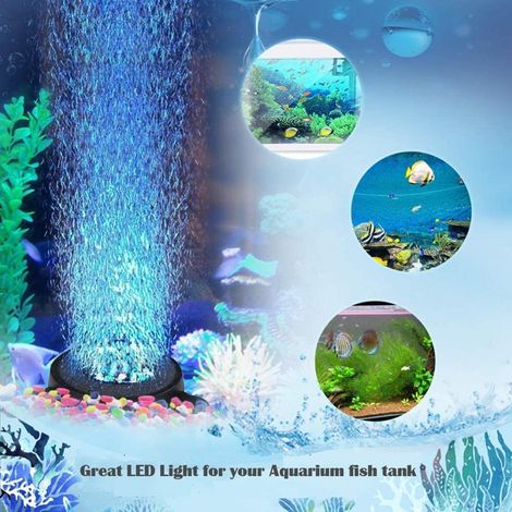 Aquarium rond lumineux à bulles avec pompe à air LED changeant de couleur, lampe à bulles décorative (1/4)