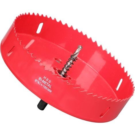 Scie Cloche Bi-métal 165mm, M42 HSS Bimétallique Scie Trèpan avec Foret de Centrage pour Robuste Perceuse à Percer pour Fer, Aluminium, Bois, Cloison Sèche, Tuyau, Panneau de Fibres de Bois/Rouge (1/5)