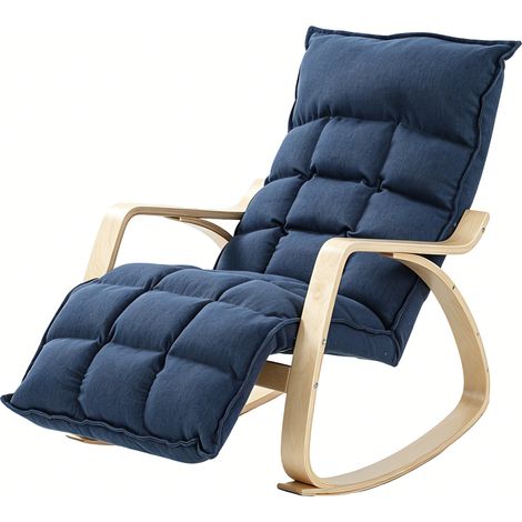 Fauteuil à bascule, fauteuil à bascule avec dossier haut, bleu foncé (1/5)