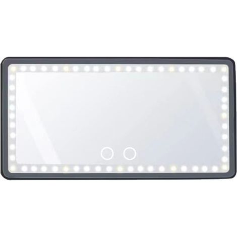 Miroir de courtoisie de voiture tactile capacitif avec réglage d'éclairage LED rechargeable noir pour maquillage et réparation (1/2)