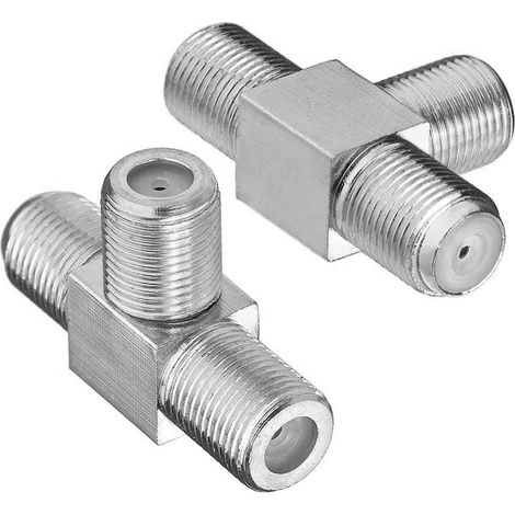 1 Répartiteur coaxial F, adaptateur en T zinc, connecteurs femelles, pour antenne TV satellite vidéo (1/5)
