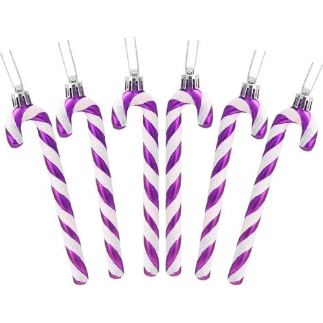Paquet, De 6-13cm (5.2") De Canne en Bonbon Glitter Décorations d'arbre De Noël (Violet & Blanc) (1/4)