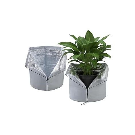 2 Pièces Housse Voile Hivernage Plante Exterieur, 50 x 45 cm Voile D'hivernage avec Cordon de Serrage et Zipper,Serre Sac Hivernage pour Plantes Protection Arbre Olivier Palmier Citronnier (1/5)