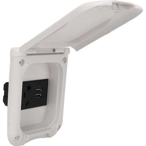 Boîtier de prise électrique pour camping-car multifonctionnel, couvercle magnétique en ABS, étanche IP44, panneau de prises électriques extérieures (1/5)