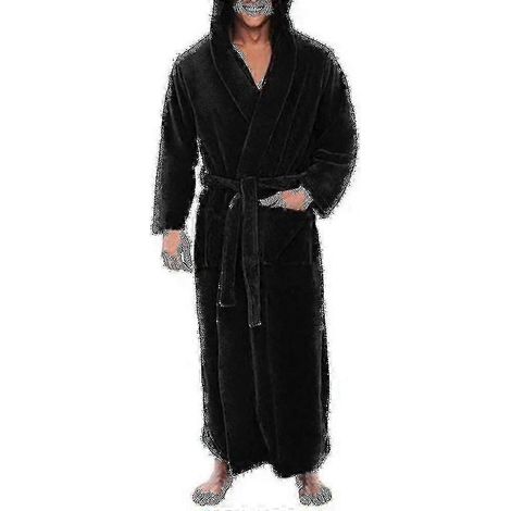 Peignoir homme en polaire avec capuche, long et doux, SO (1/2)