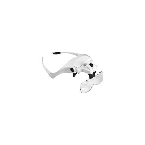 Lunettes Loupe avec 2 Lumières LED, Frontale Grossissantes Casque Loupe Mains Libres pour Couture, Lecture Réparations, Bijoux, Montres et Artisanat, 5 Lentilles Détachables (1.0X-3.5X) (1/5)