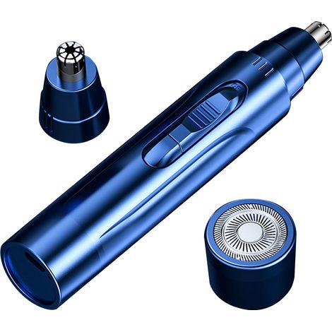 Tondeuse électrique pour poils du nez et des oreilles, double tête de coupe, lame en acier inoxydable, tondeuse à barbe puissante, lames bleues à double tête (1/5)