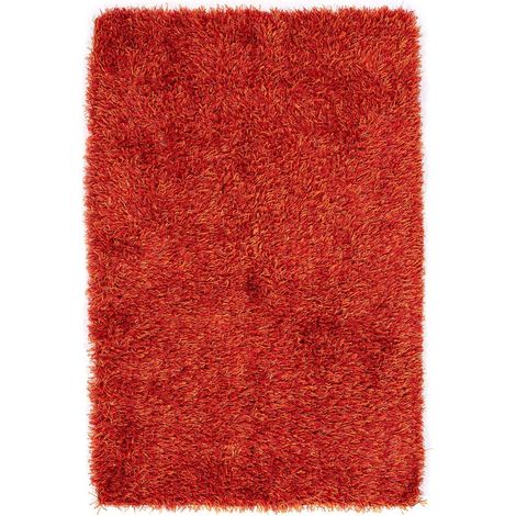 Tapis shaggy orange à poils longs ultra doux - orange rouge intense (1/4)