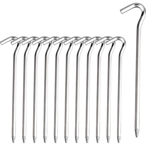 Piquets de tente en aluminium pour camping en plein air, argentés, 18 cm, lot de 12 pièces Accessoires de camping (1/4)