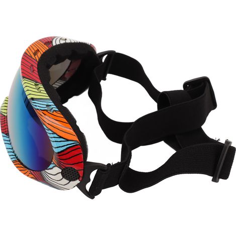 Hunde-Sonnenbrille, Haustierbrille, UV-Schutz, winddicht, schützt die Augen des Hundes, rote Gläser, gestreifte Fassung. (1/4)