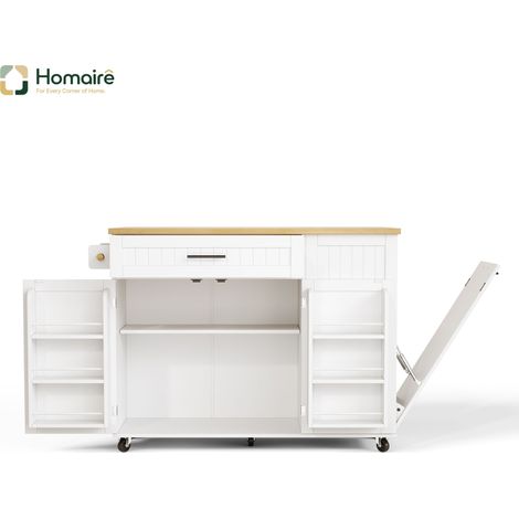 Desserte de cuisine blanc en mdf 130 x 70 x 93 cm HOMAIRE (1/5)