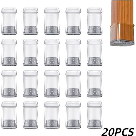 20 Protezioni per gambe di sedie, coprigambe per sedie, accessori per tavoli e sedie per gambe di sedie con diametro di 13-19 mm, trasparenti, 22,5 x 21 (1/5)