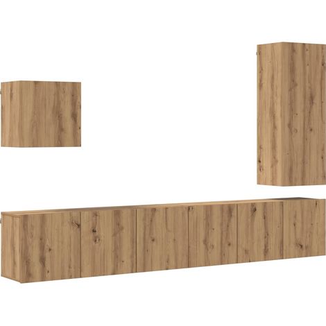 TV-Wandmöbel Wandmontiert 5 pcs Artisan-Eiche Holzwerkstoff vidaXL (1/5)