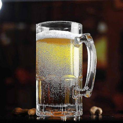 Chope à bière en verre 1 L avec 1035 ml design classique (1/4)