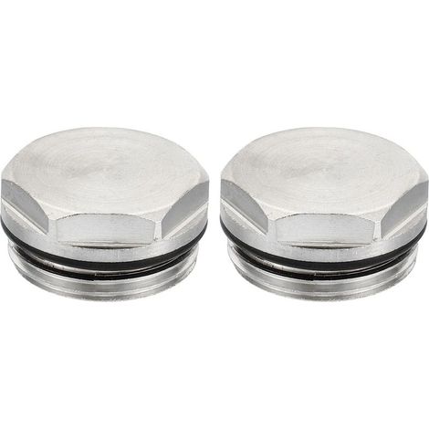 3/4 Inch BSP Male Thread Blank Cap Manual Radiator Air Ventilation Plug Valve, 2 Pack Nickel Plated Brass Caps for Radiator Heater, Silver