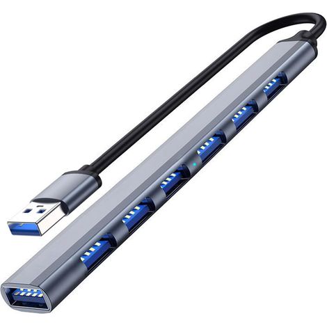 Hub USB 3.0 a 7 porte in alluminio - Splitter/estensore per laptop, PC, iMac, stampante, fotocamera, HDD esterno (1/4)