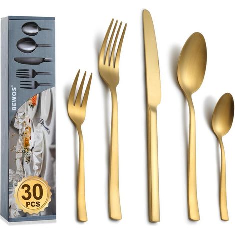 Besteckset 30tlg 30 St&xFCck Gold Quadratische Griffe 30 St&xFCck (1/5)