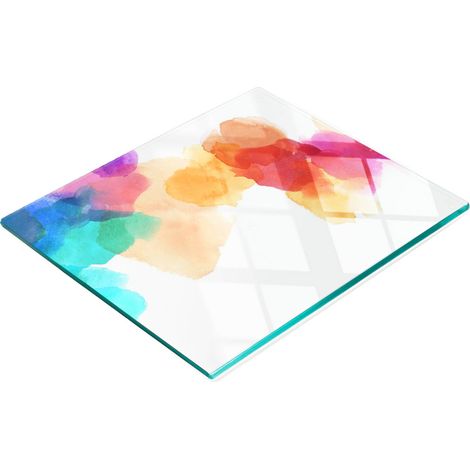 Dekoratives Servierbrett aus Glas mit bunten Punkten, 60 x 52 cm (1/5)