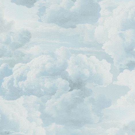 Natur Tapete Profhome 399853 heißgeprägte Vliestapete leicht strukturiert mit Wolken matt blau blau-grau weiß 5,33 m2