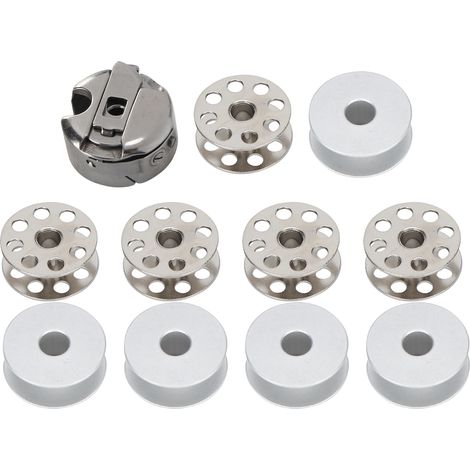 10 bobines, boîtier de bobine, bobine métallique, pied-de-biche pour machine à coudre industrielle (1/5)