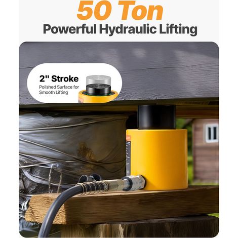 Vérin Hydraulique à Piston de 50 tonnes Course 50 mm, Cylindre Hydraulique à Piston Simple Effet en Métal Solide, Levage Rapide, pour Industrie, Atelier de Carrosserie et de Châssis Automobiles (1/5)