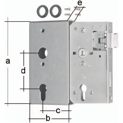 Schlosskasten DIN L/R Maß A172xB94xC60mm Maß E 30mm Dornm.60mm GAH