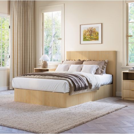 Bett Doppelbett Stauraum 140x200 Holz Metall OKMYHOME (1/5)