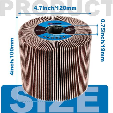 Brosse à lamelles abrasives, grain 240, manchons abrasifs, rouleau abrasif, brosse à lamelles pour machine satinée, rénovateur, bois, métal, surface polie, 120 x 100 mm