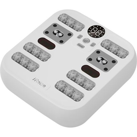 Appareil de massage intelligent pour les pieds et le dos avec 10 niveaux d'intensité et thérapie par la chaleur - Massage des tissus profonds et massage par rouleaux - Blanc-AquaForge
