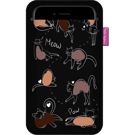 Smartphone-Hülle mit Katzenmotiv – umweltfreundlicher Filz, 105 x 195 mm, anthrazitfarben, strapazierfähiger Druck, schützt Ihr Handy, waschbar bei 40 °C, Bertoni (1/4)