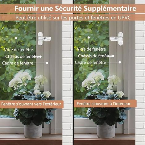 Sécurite Fenêtre en Alliage de Zinc, Verrou Porte Coulissante, Vis de Fixation - Blanc (1/4)