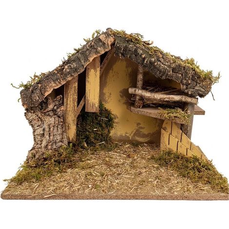 Capanna per Presepe Vuota grande cm 50x25xH31 Decorazione Grotta In Legno sughero Muschio Naturale Base Per Statuine Natività natalizia Paesaggio Design RusticoRealistico artigianale (1/5)