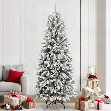 Künstlicher Weihnachtsbaum mit 300 LEDs mit Ständer Weiß 240 cm