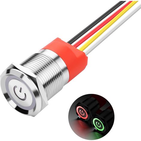 Interrupteur tactile 19 mm 0,74" LED – Interrupteur de verrouillage DC 6 V à 36 V IP67 Bouton tactile Momentané en métal étanche pour trou de perçage 3/4" (1/5)