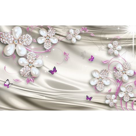 Papier peint panoramique - Fleurs Effet 3D - 130 cm x 81 cm (1/2)
