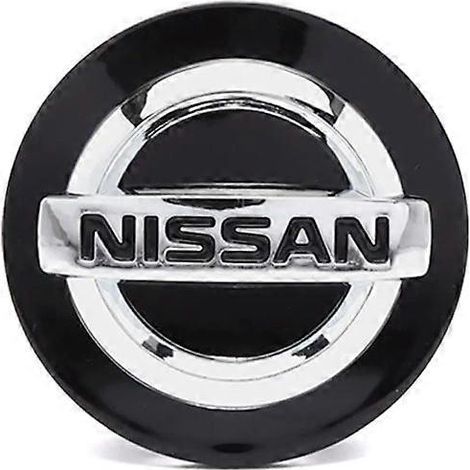 Ensemble de 4 pièces - Enjoliveur central/emblème de roue Nissan - 54 mm - Noir (1/5)