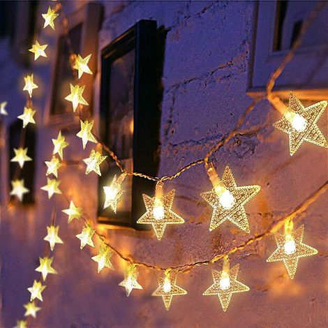 3M 20 LED-Sternenlichterkette, batteriebetriebene Lichterkette für Weihnachtsbäume, blinkende Lichtervorhänge, 2 Modi, Innen-/Außendekoration für Schlafzimmer oder Fenster (1/5)