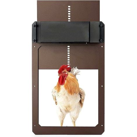 Porte de poulailler Automatique, Alimenté par pile, Détection de la lumière, Porte Automatique poulailler, Trappe poulailler, Brun One Size (1/3)