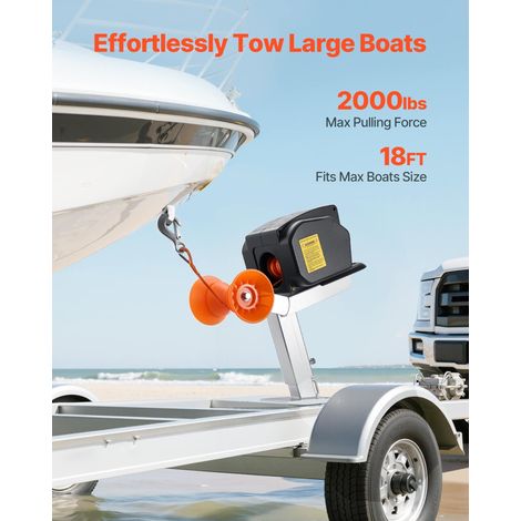 Treuil Électrique pour Bateau, 12 V CC 300 W, Treuil Réversible pour Remorque de Bateau 6 m, Charge de Traction Maximale 900 kg, avec Télécommande Filaire, Manivelle, pour Remorquer des Bateaux (1/5)