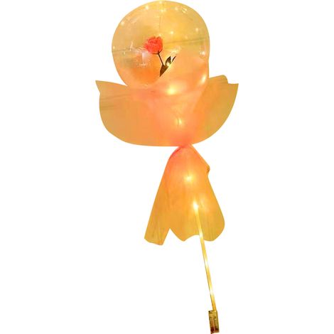Bouquet de roses lumineuses en ballons transparents, cadeau de Saint-Valentin avec emballage en carton et gaze, ensemble complet rose (1/5)