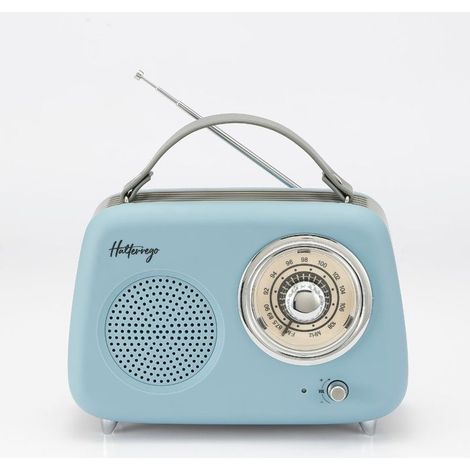 Altavoz/Radios HALTERREGO retro 2, 5W RMS, Bluetooth, Radio FM, lector USB, Aux IN, batería recargable, azul (1/4)