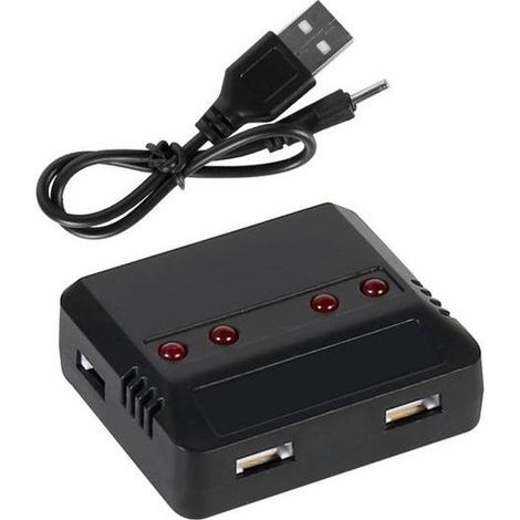 Chargeur USB 4 en 1 pour batterie LiPo 3,7 V compatible avec modèles E010, H31, Hubsan X4, Syma X5SW, X5C et X5HW